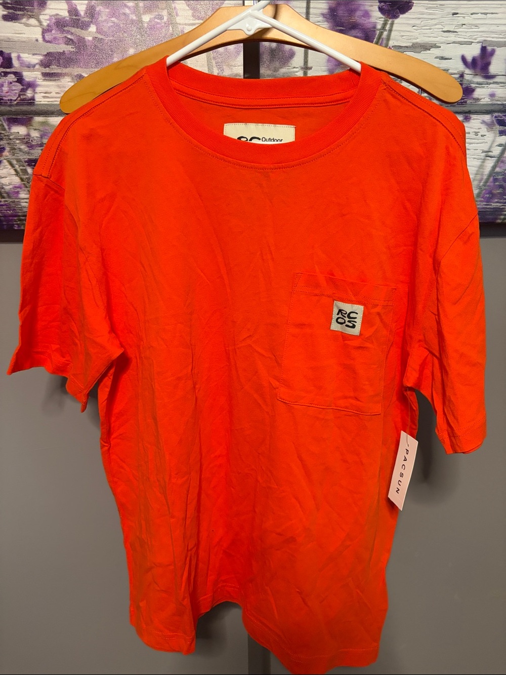 Reese Cooper Outdoor Supply Vibrant Orange Pocket Tee with Logo Patch Size S NWT